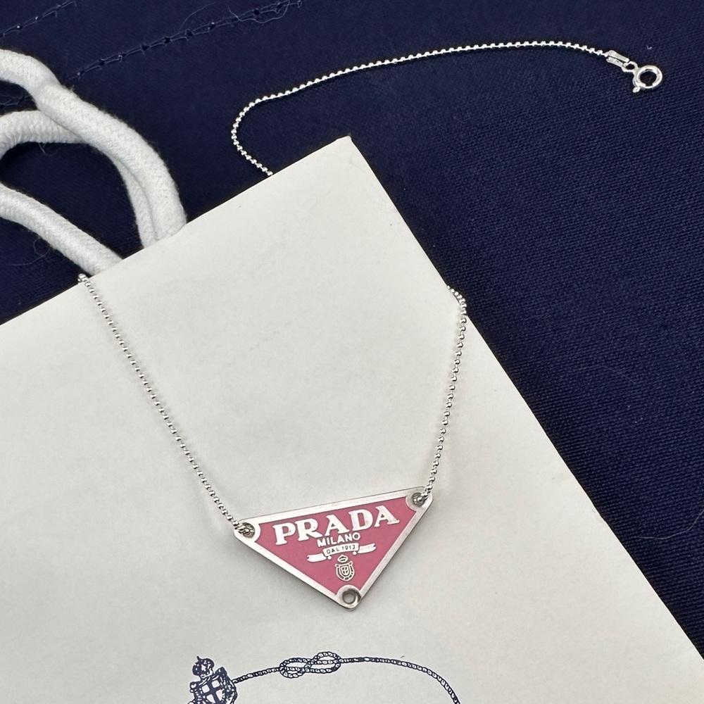 Prada Pink Triangle Necklace - Picture 9 of 13
